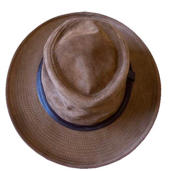 VTG Tin Cloth Packer Hat Suede Brown Amalgamated Workers Union USA S Filson ? - Picture 4 of 11